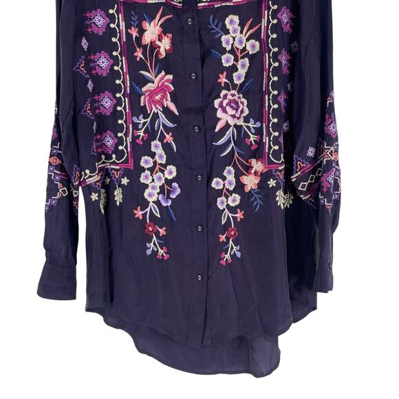 Johnny Was Curacao Floral Embroidered Oversized Tunic Shirt Size XS - Picture 6 of 13